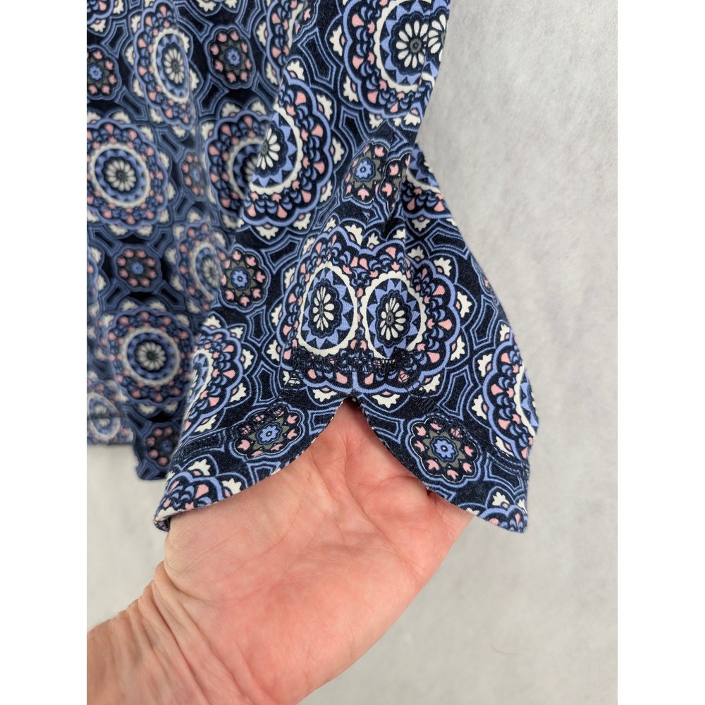 T by Talbots Dress Womens S Blue Medallion Print Cap Sleeve Pocket Jersey Sheath - Picture 8 of 12